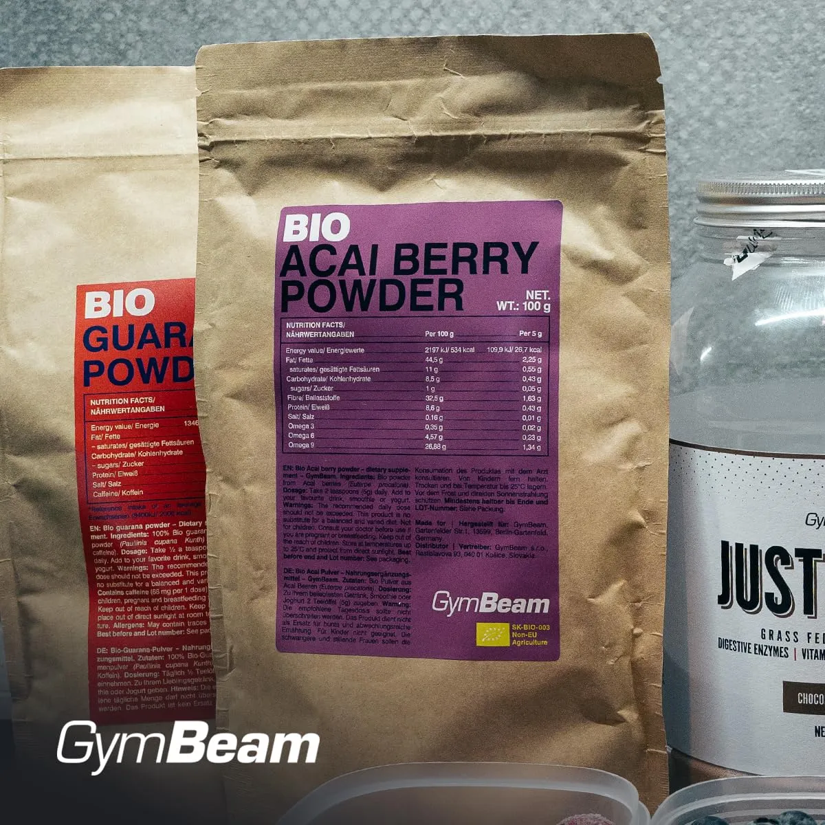 GymBeam Bio Acai Pulver 100 g vegan Ballaststoffe