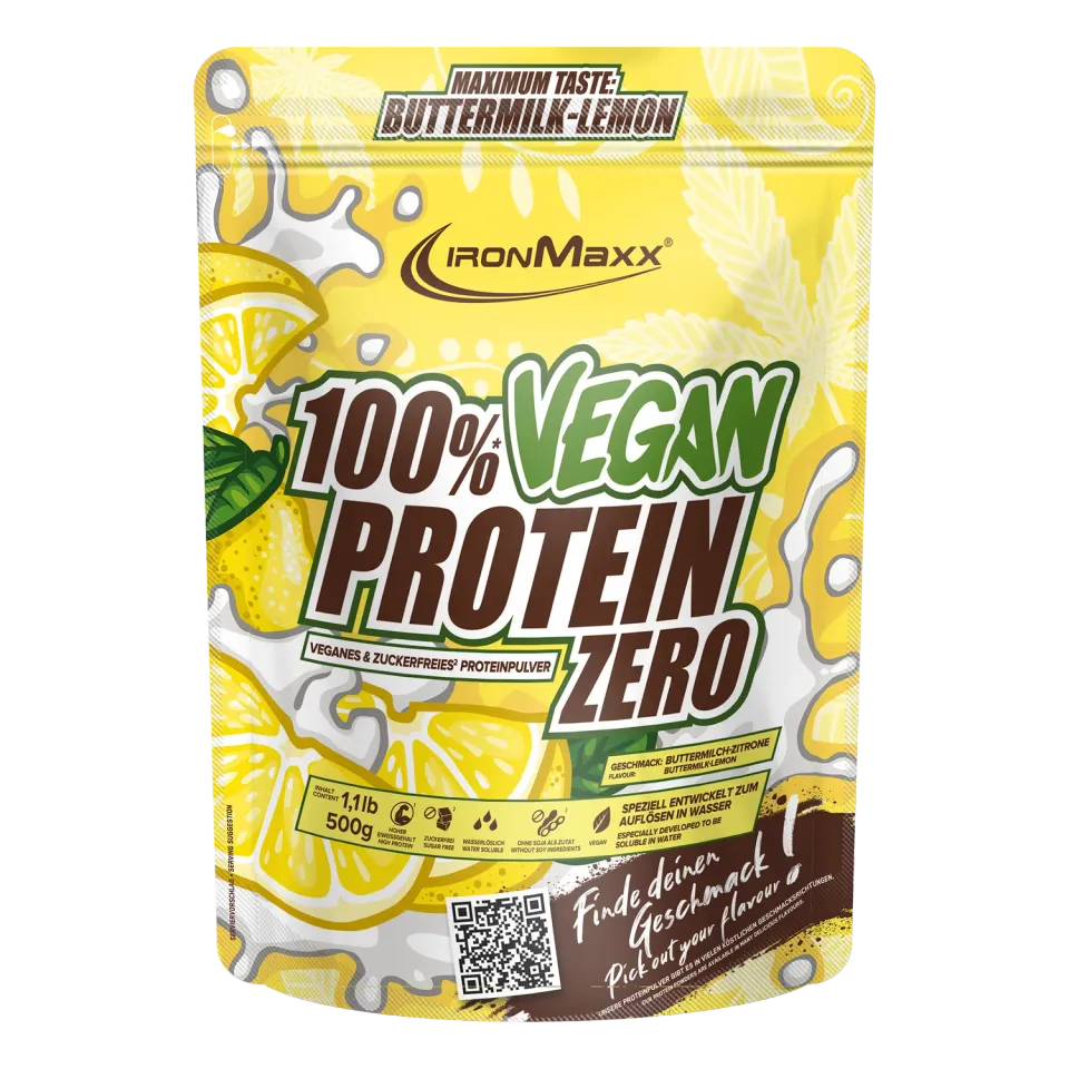 IronMaxx 100% Vegan Protein Zero Buttermilk Lemon 500g