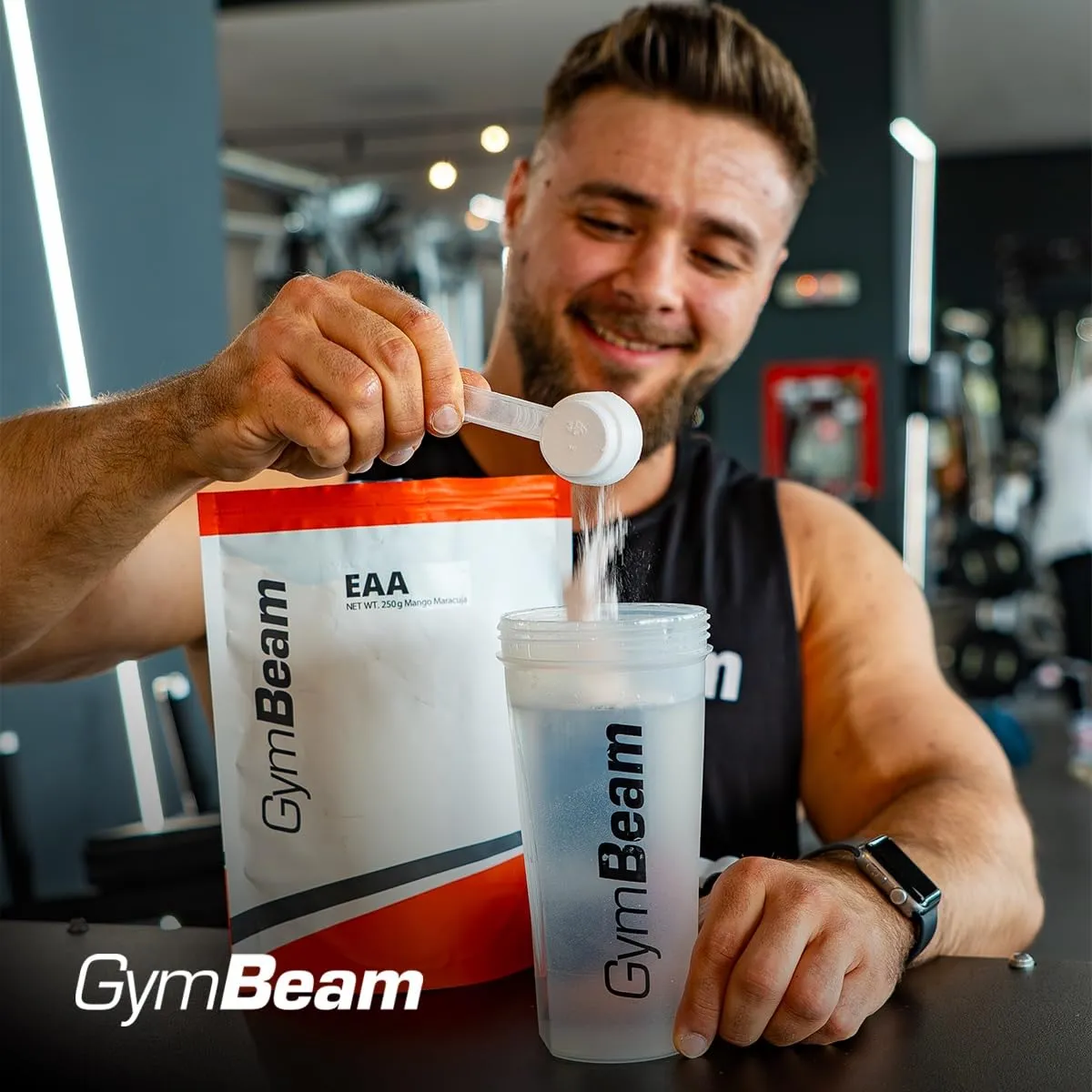 GymBeam EAA Pulver Aminosäuren 250 g neutral ohne Geschmack
