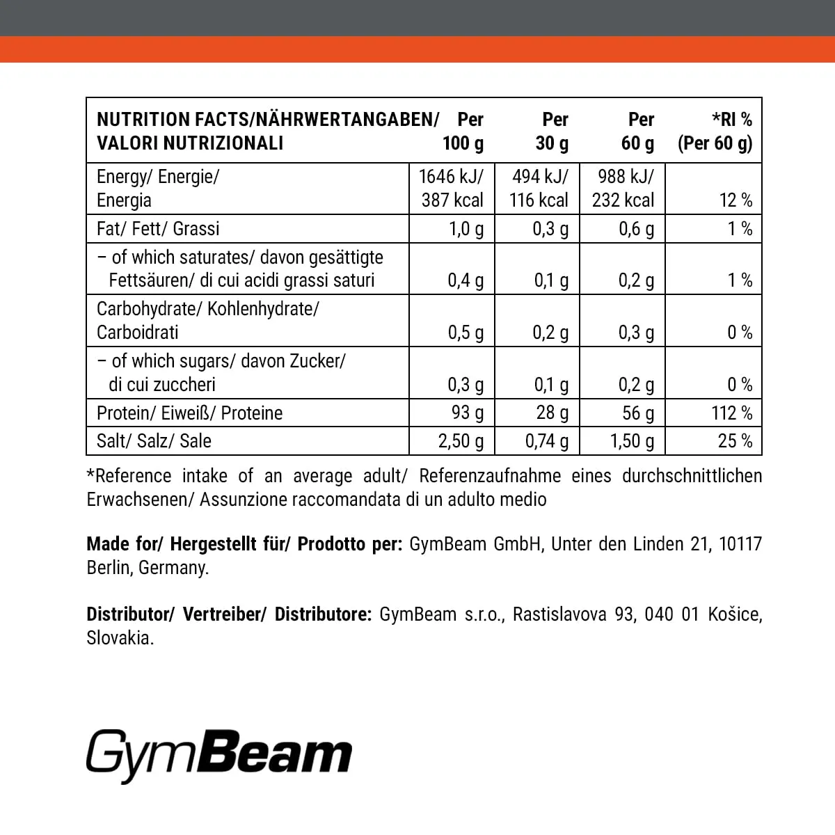 GymBeam Rinderprotein Salted Caramel 1000g laktosefrei