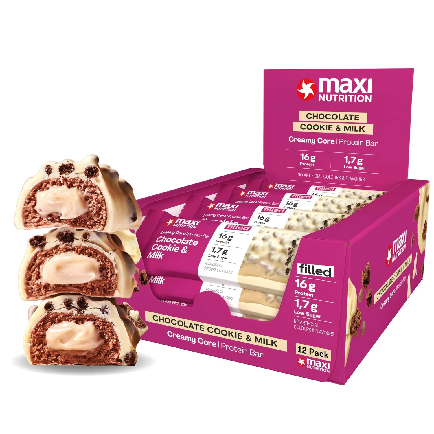 MaxiNutrition Creamy Core Bar Strawberry Yoghurt Eiweißriegel 12x45g