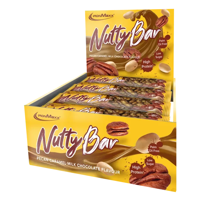IronMaxx Nutty Bar Pecan Caramel Proteinriegel 12x40g Low Sugar