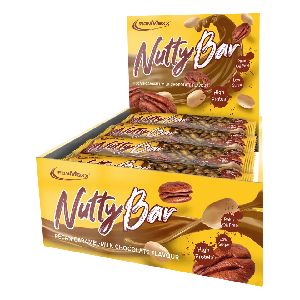 IronMaxx Nutty Bar Pecan Caramel Proteinriegel 12x40g Low Sugar