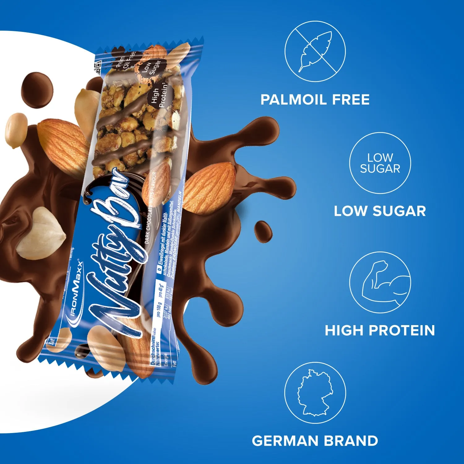 IronMaxx Nutty Bar Proteinriegel 12x40g Dark Chocolate