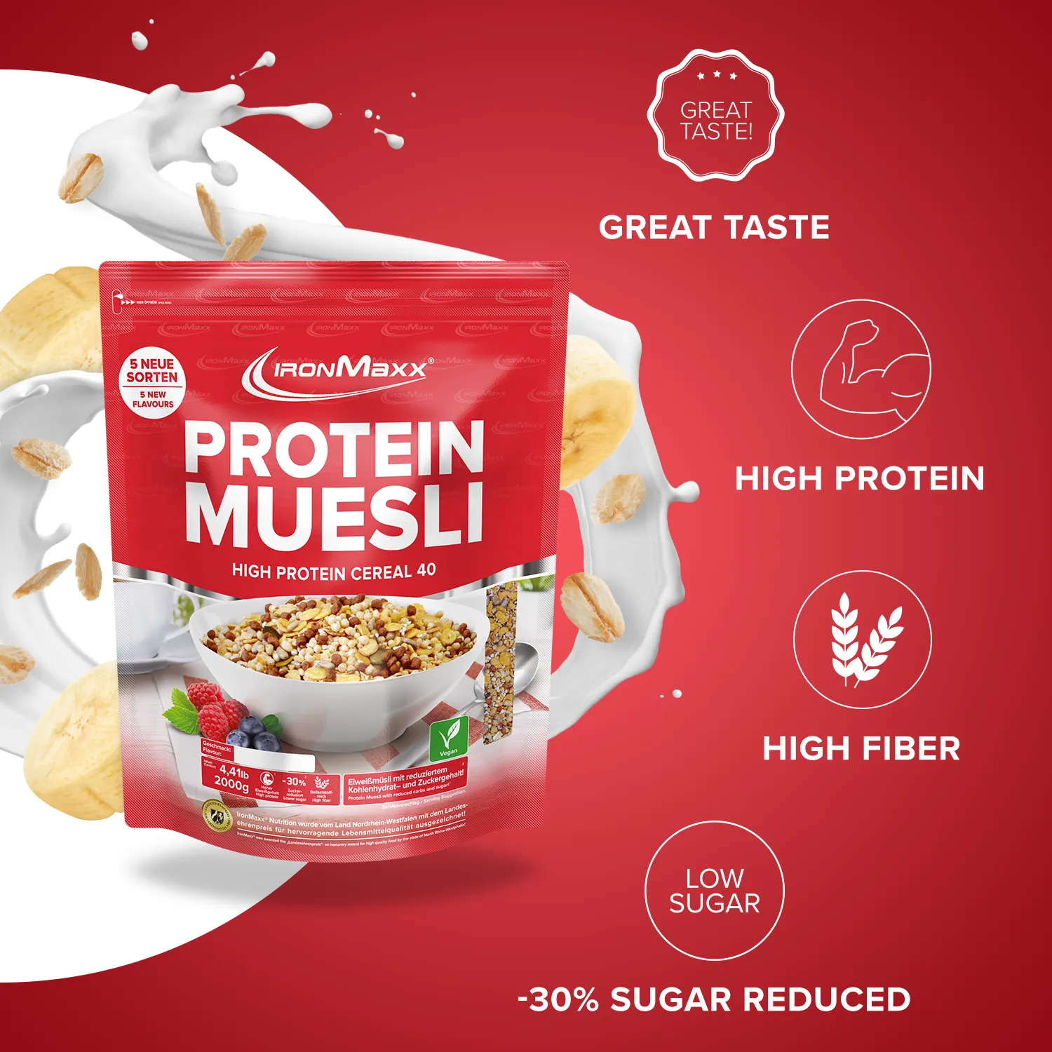 IronMaxx Protein Müsli 2000 g Banane vegan