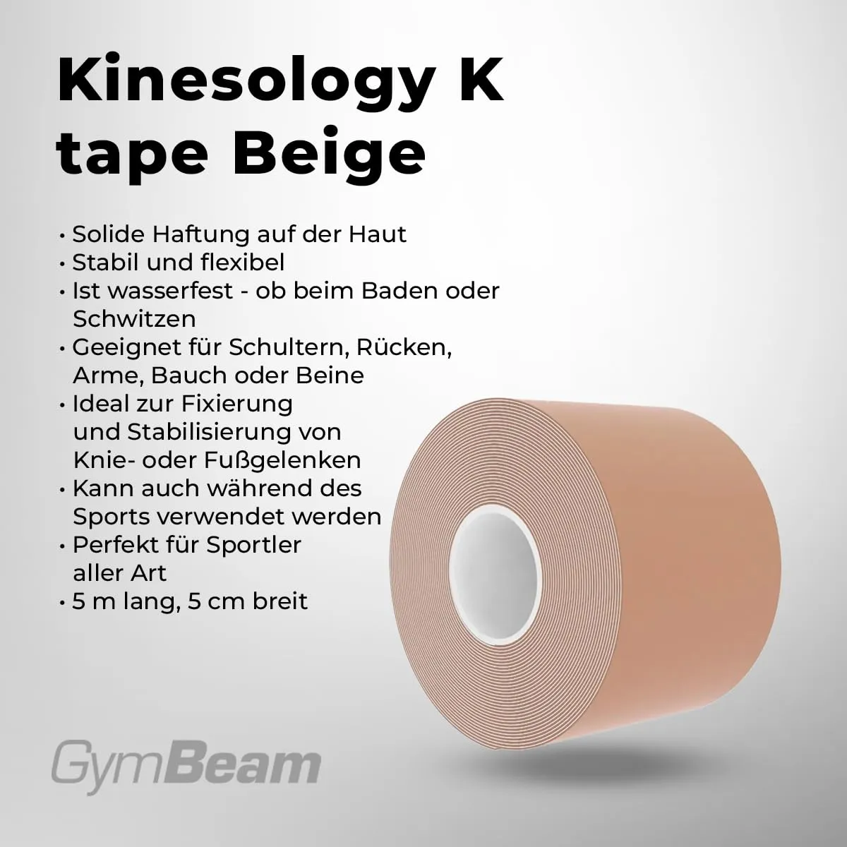 GymBeam K-Tape Beige 5m x 5cm wasserfest