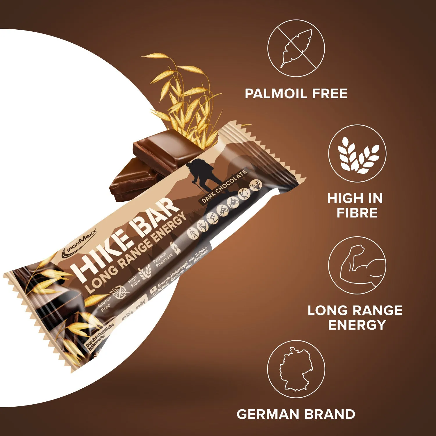 IronMaxx Hike Bar Riegel 60 g Dark Chocolate vegan