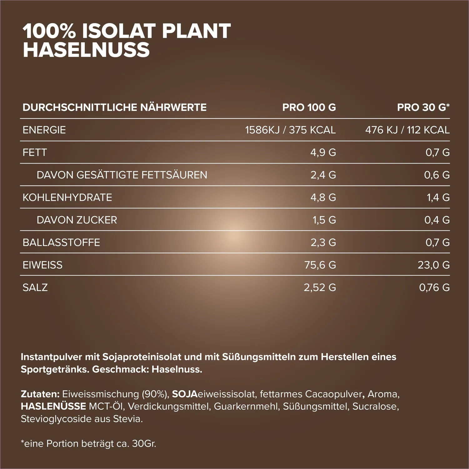 IronMaxx 100% Isolat Plant Pulver 500g Hazelnut Nougat vegan