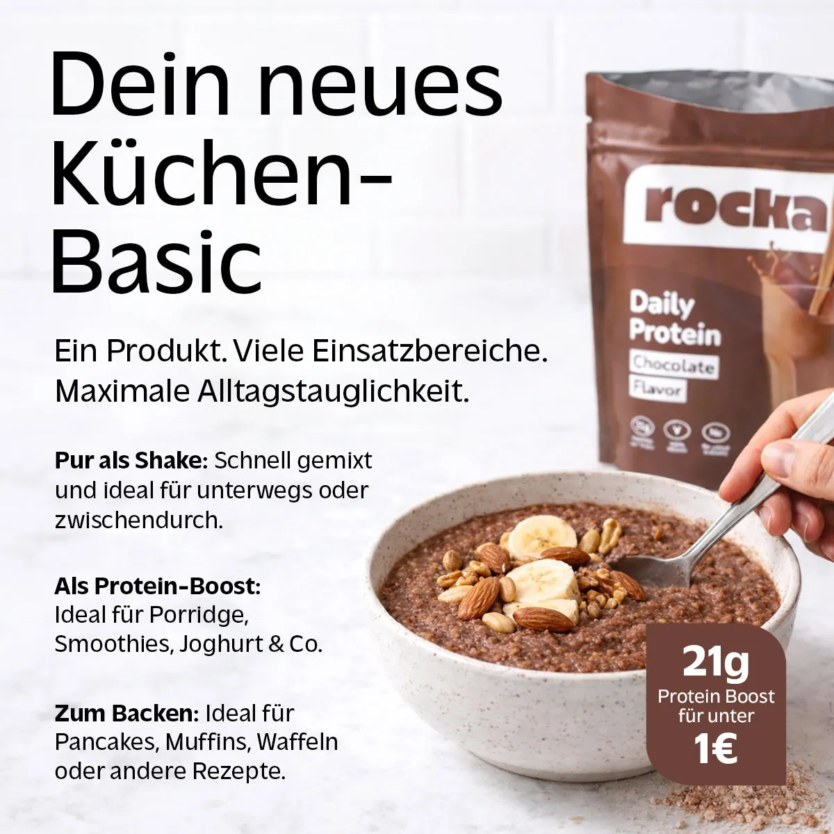 Rocka Nutrition Daily Protein Probe Chocolate 30 g cremig