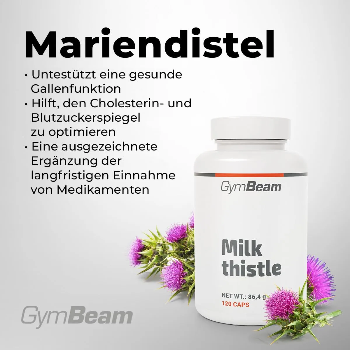 GymBeam Mariendistel Kapseln 120 Stück Silymarin