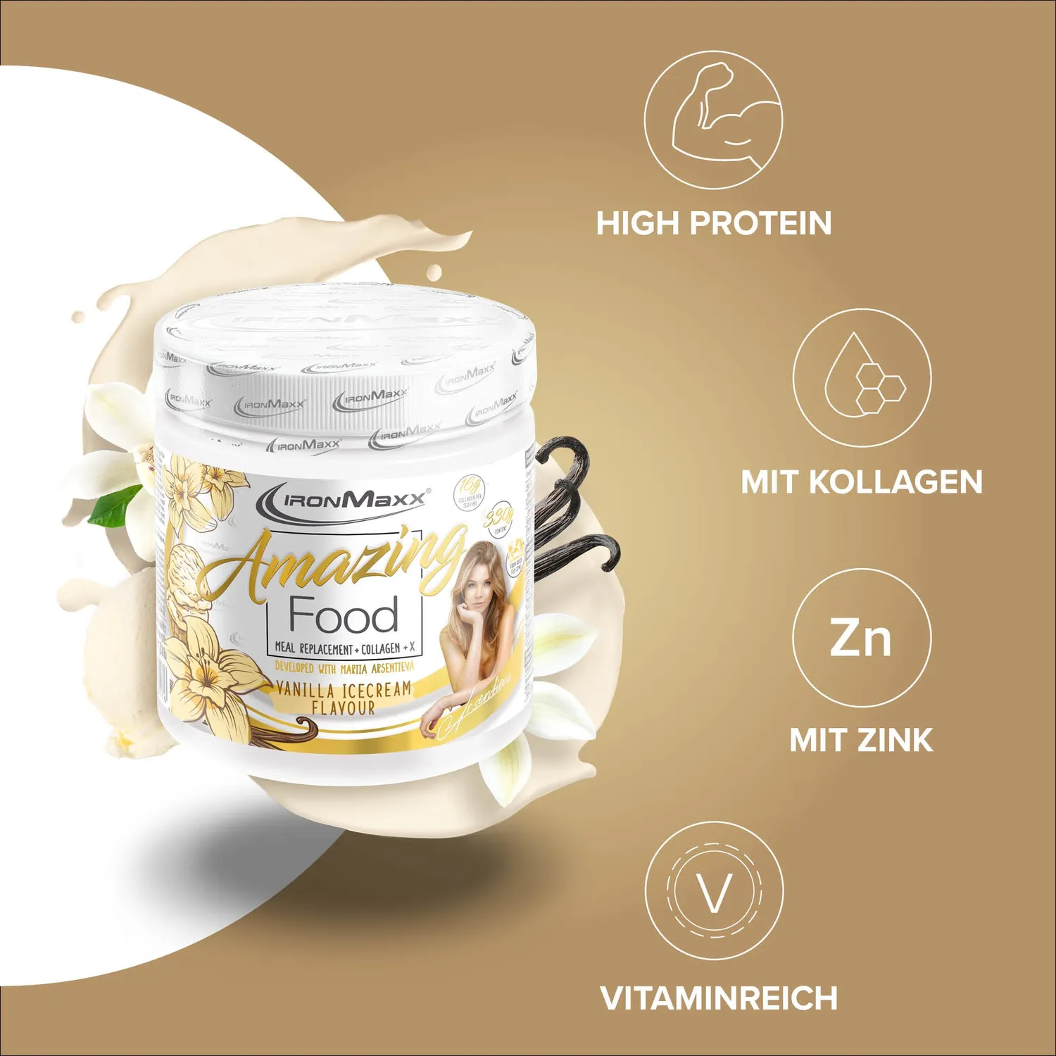 IronMaxx Amazing Food Pulver 330g Vanilla Ice Cream Diät