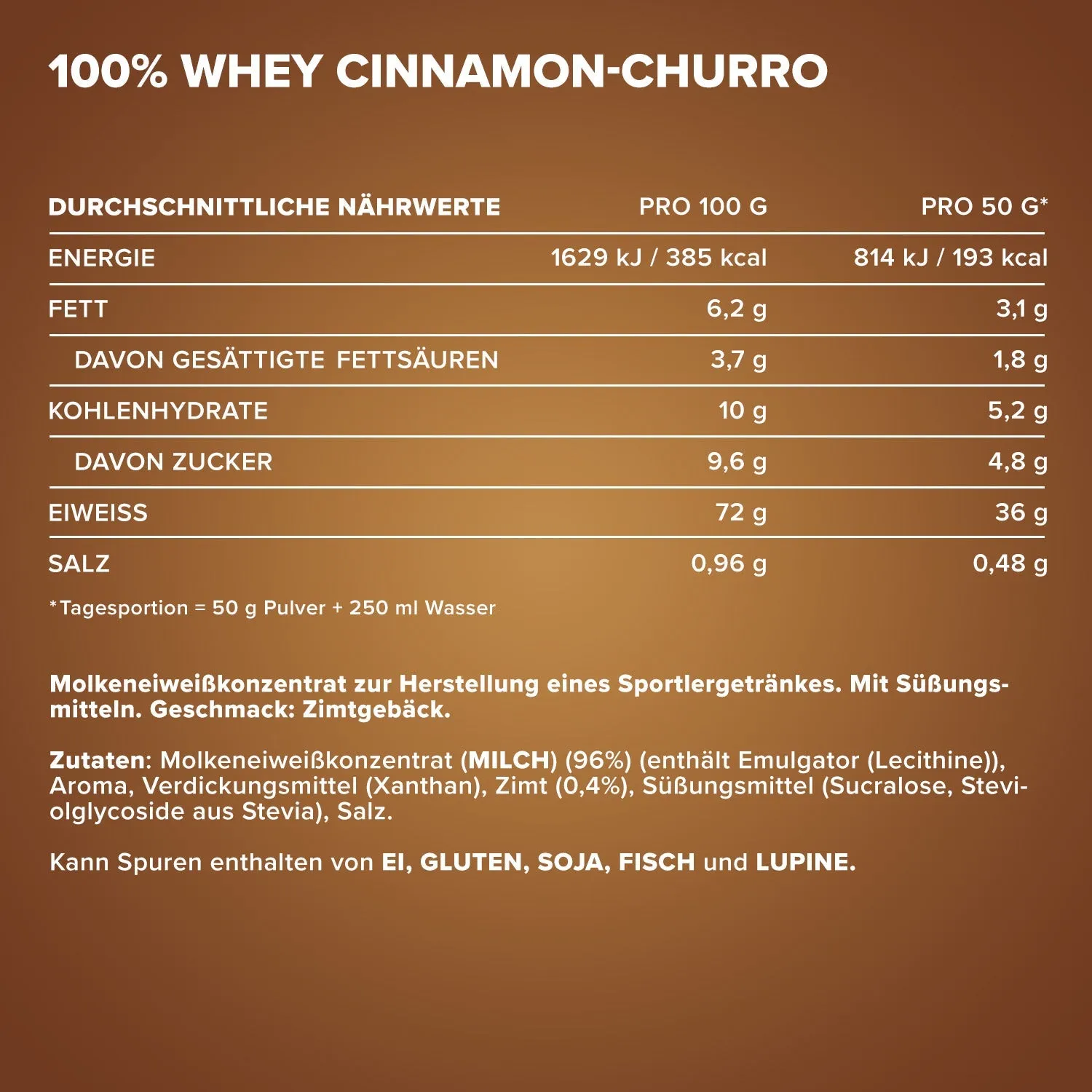 IronMaxx 100% Whey Protein Cinnamon Churro 500g zuckerfrei