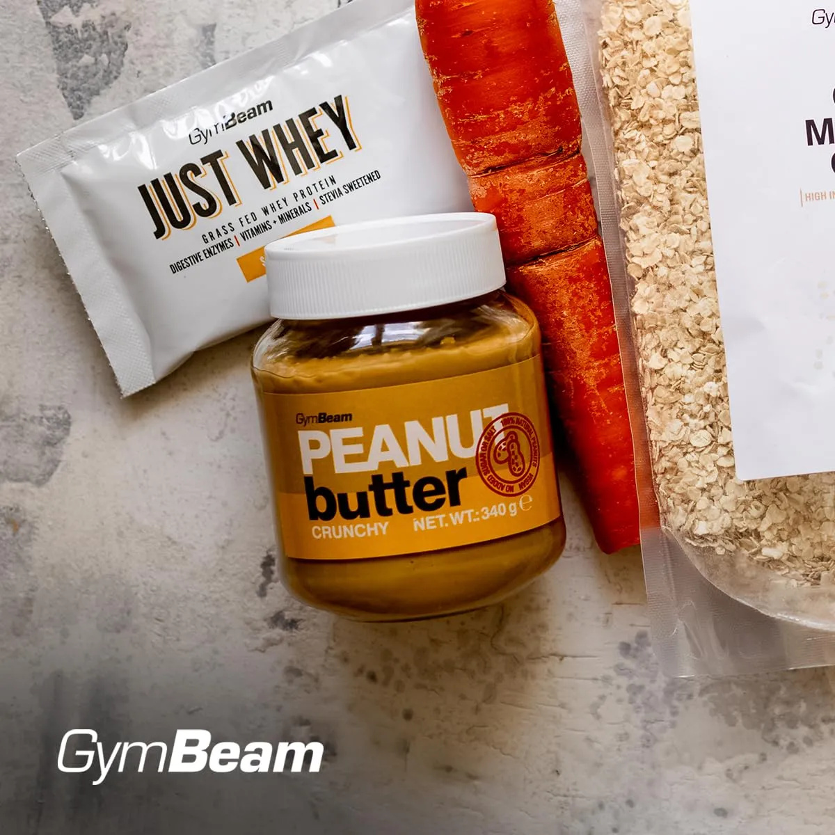 GymBeam Erdnussbutter Crunchy 340g ohne Zuckerzusatz