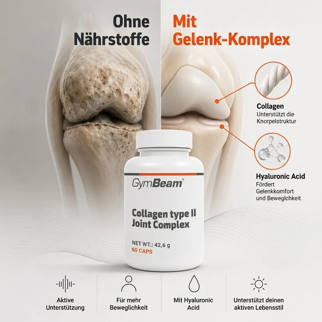 GymBeam Kollagen Typ II Kapseln 60 Stk mit Hyaluron