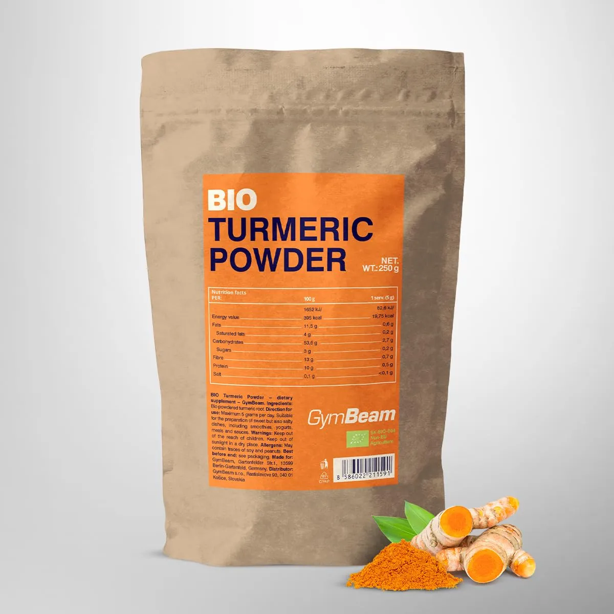 GymBeam Bio Kurkuma Pulver 250 g glutenfrei