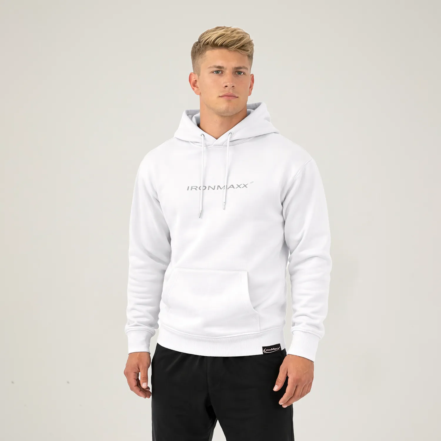 IronMaxx Hoodie Weiß Unisex S Oversized aus Baumwolle