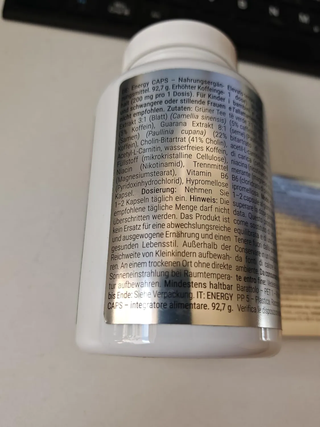 GymBeam Energy Kapseln Koffein Guarana 120 Caps vegan