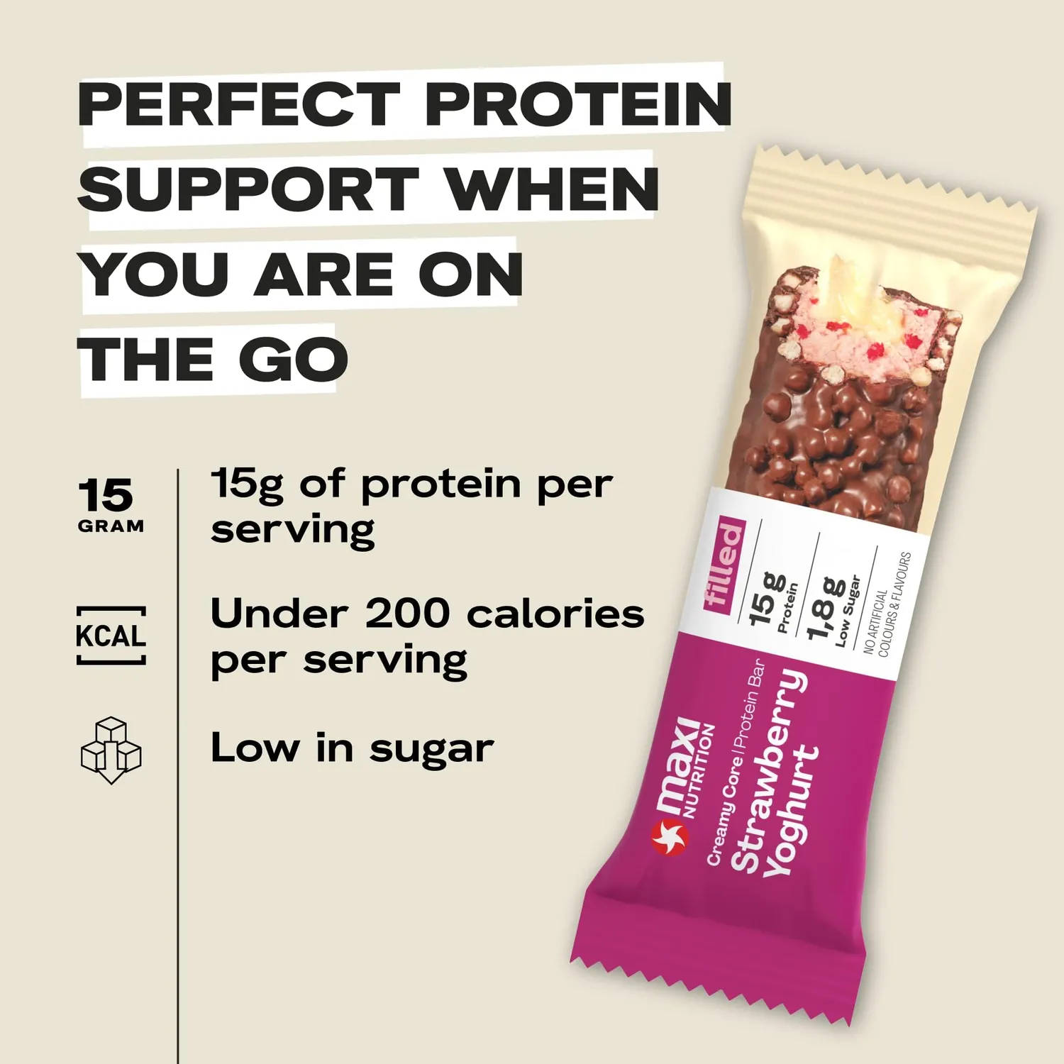 MaxiNutrition Creamy Core Bar Strawberry Yoghurt Eiweißriegel 12x45g