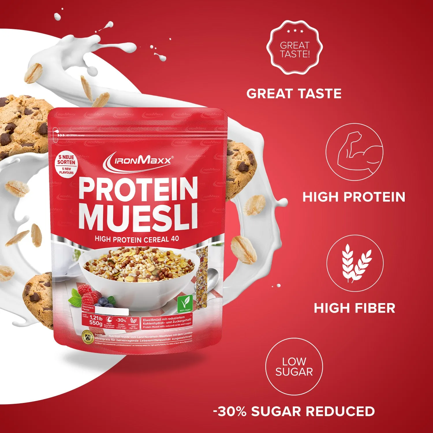 IronMaxx Protein Müsli Cookies & Chocolate Müsli 550g vegan