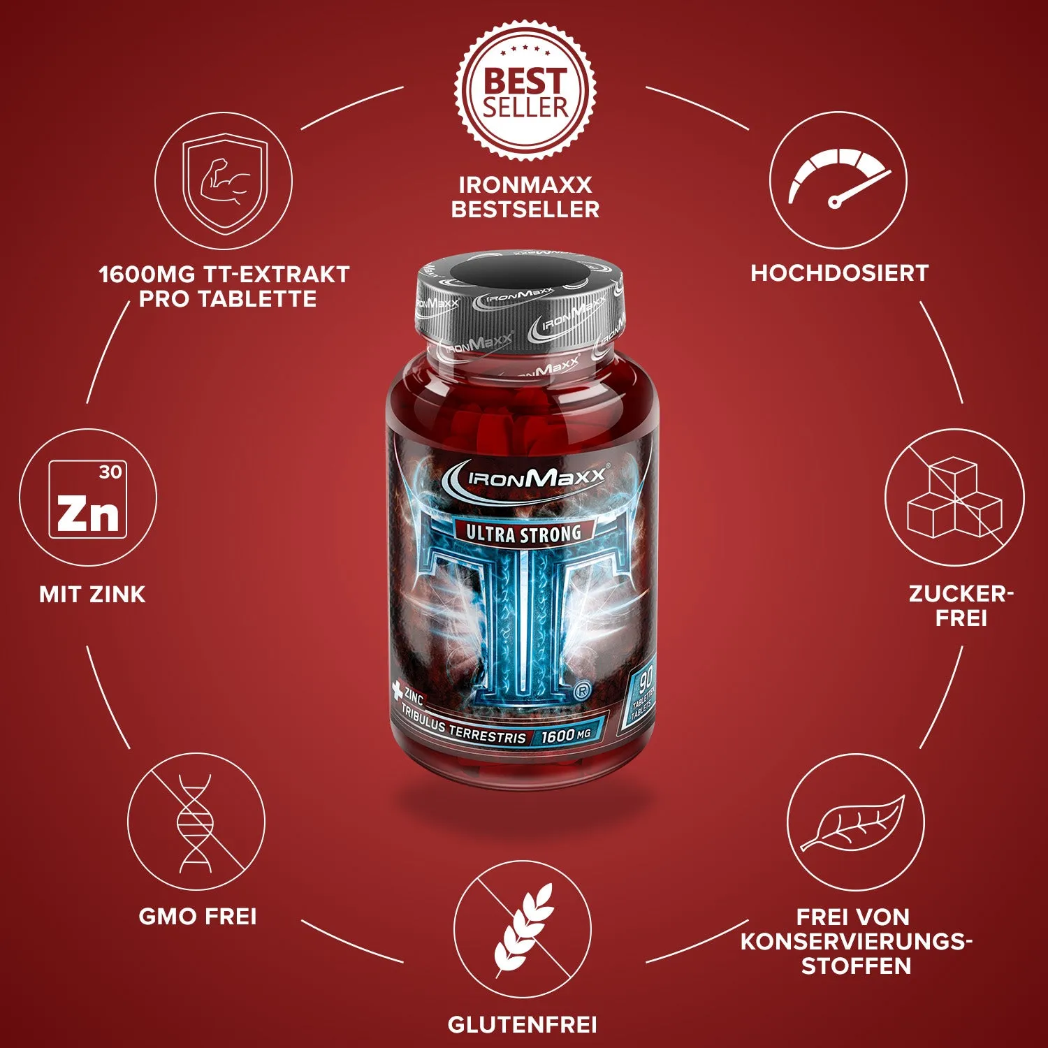 IronMaxx TT Ultra Strong Testo-Booster 90 Tabletten mit Zink