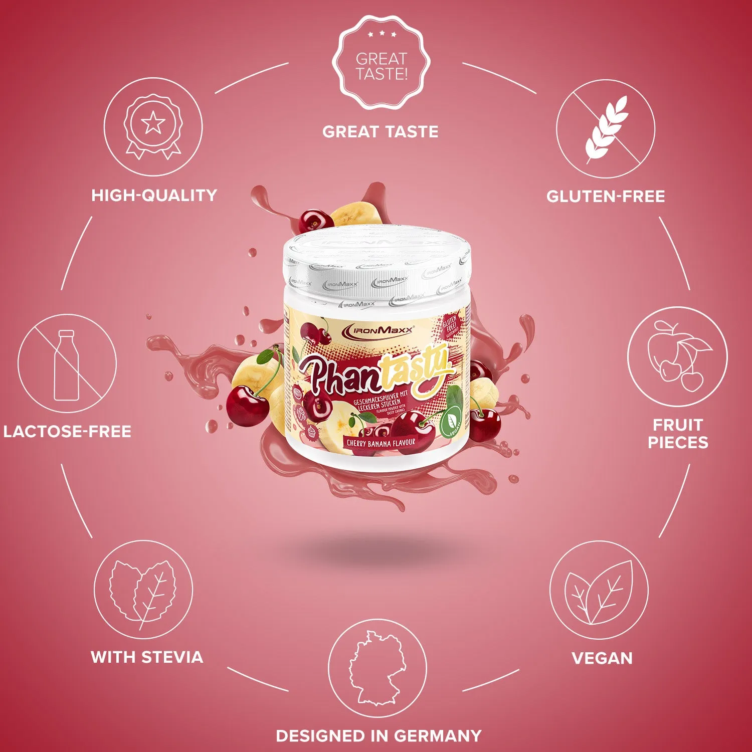 IronMaxx Phantasty Flavour Cherry Banana 250g vegan