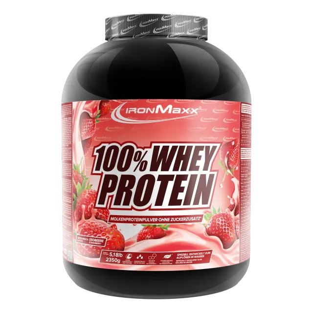 IronMaxx 100% Whey Protein Pulver 2350 g Erdbeere 80% Eiweiß