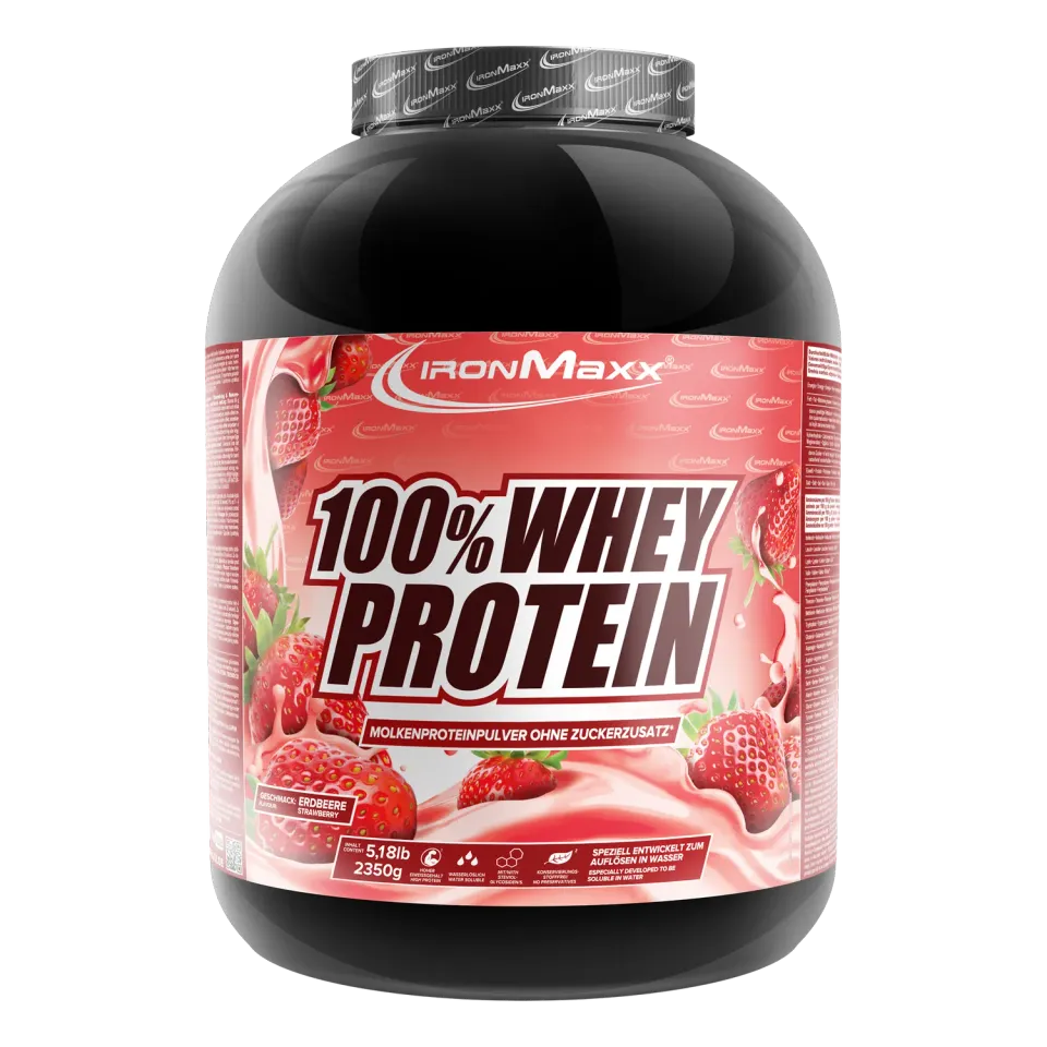 IronMaxx 100% Whey Protein Pulver 2350 g Erdbeere 80% Eiweiß