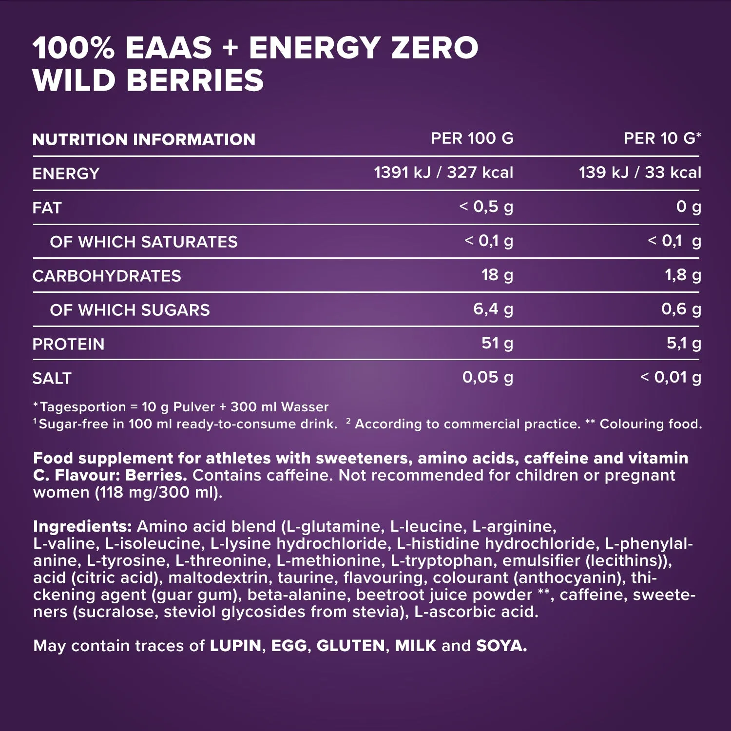 IronMaxx EAAs + Energy ZERO Pulver 500g Wild Berries