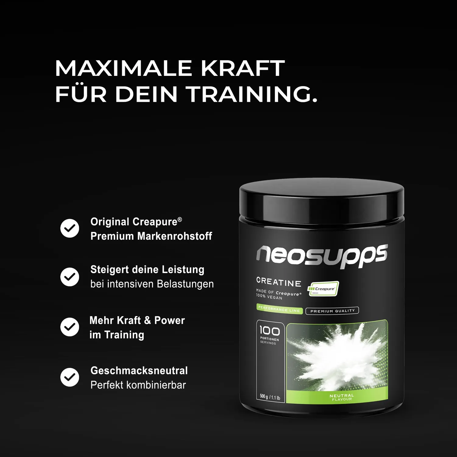 Neosupps Creatine Made of Creapure Creatin 500g Monohydrat
