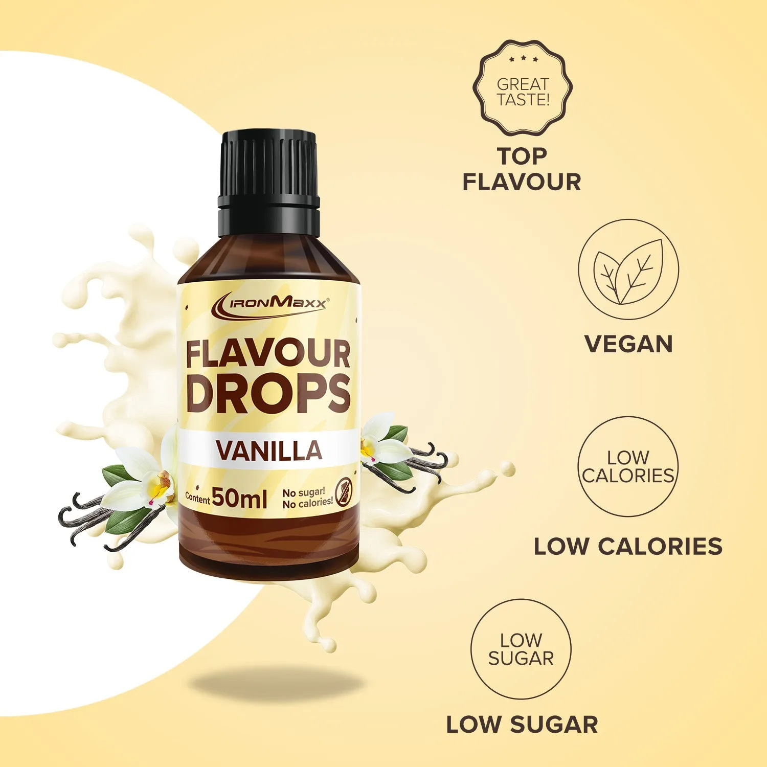 IronMaxx Flavour Drops Vanille Tropfen 50ml zuckerfrei