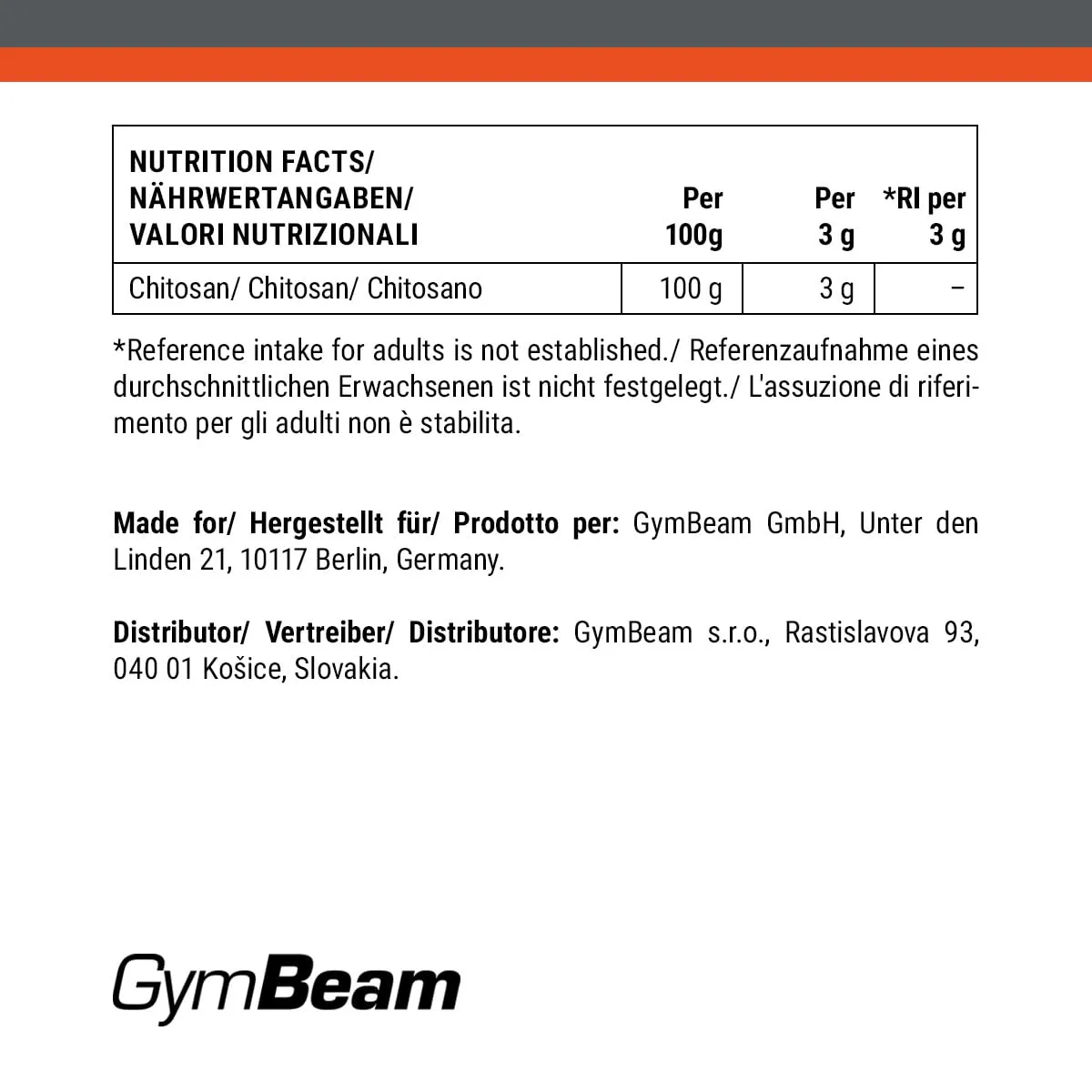 GymBeam Chitosan Pulver 500g Ballaststoff