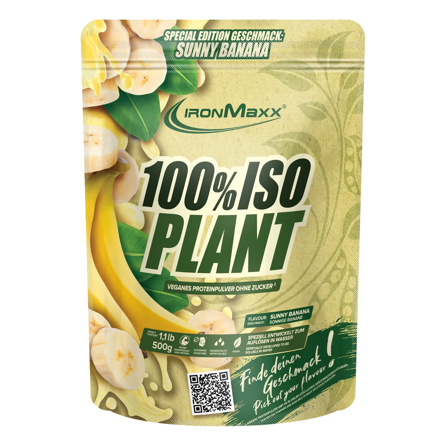 IronMaxx 100% Isolat Plant Pulver 500g Sunny Banana vegan