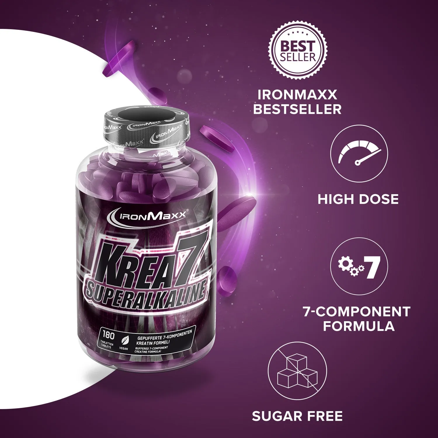 IronMaxx Krea7 Superalkaline Creatin Tabletten 180 Stück