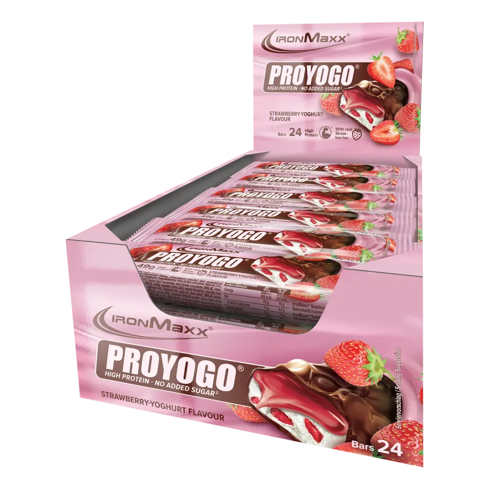 IronMaxx Proyogo 24x49g Proteinriegel Strawberry Yoghurt