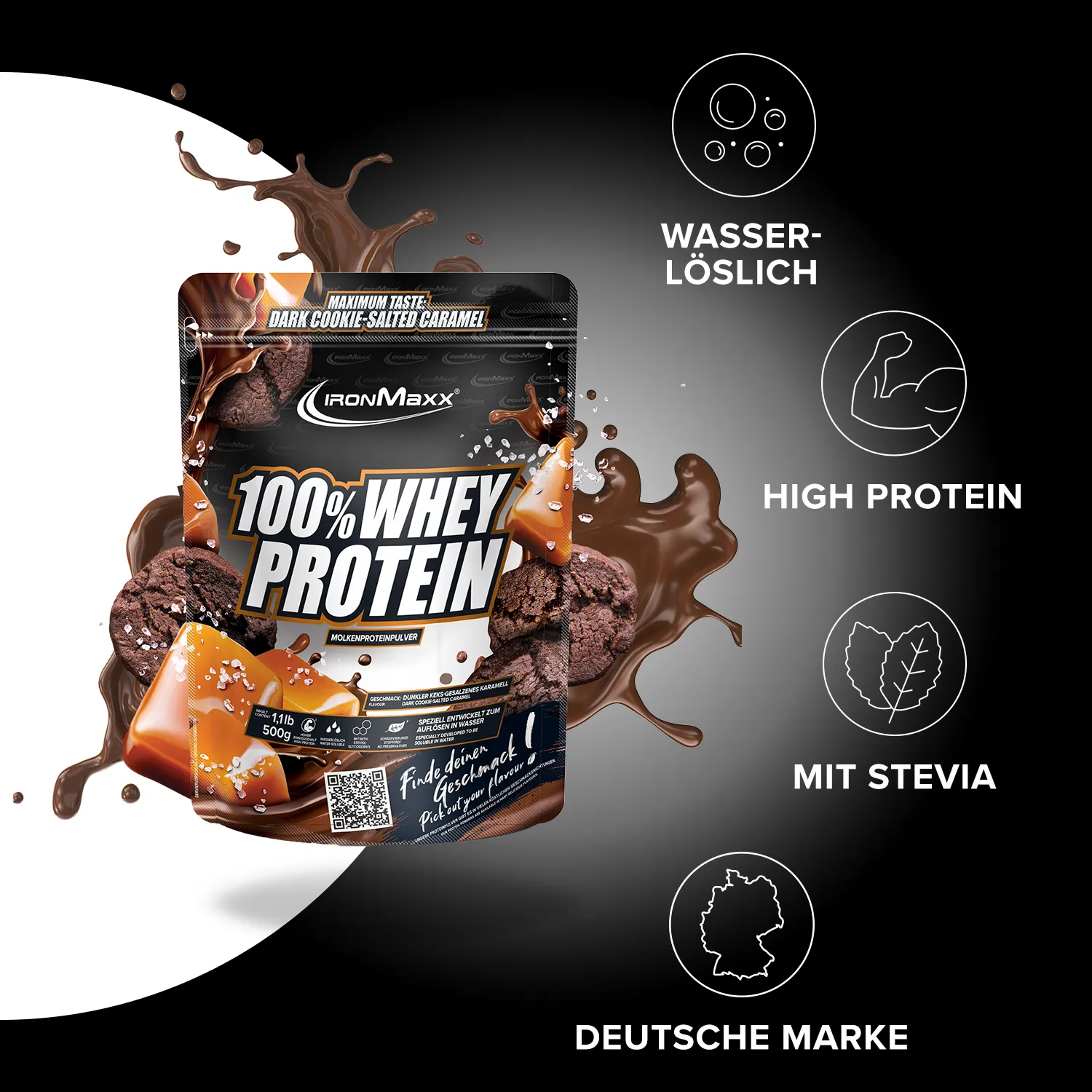 IronMaxx 100% Whey Protein Dark Cookie Salted Caramel 500g