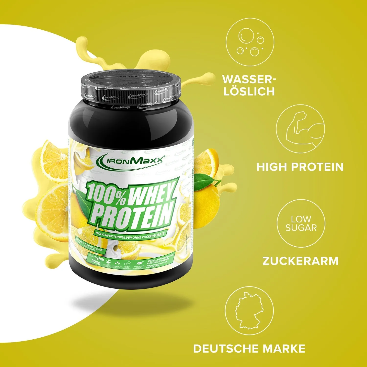 IronMaxx 100% Whey Protein 900g Lemon-Yoghurt