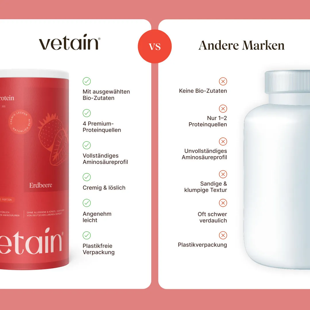 Vetain Vegan Protein Erdbeere Proteinpulver 540g Bio