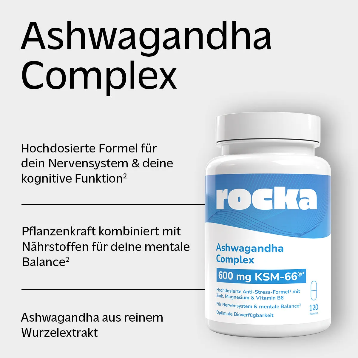 Rocka Nutrition Ashwagandha Complex Kapseln 120 Stück vegan