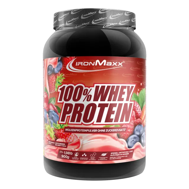 IronMaxx 100% Whey Protein 900g Red Berry Fusion zuckerfrei