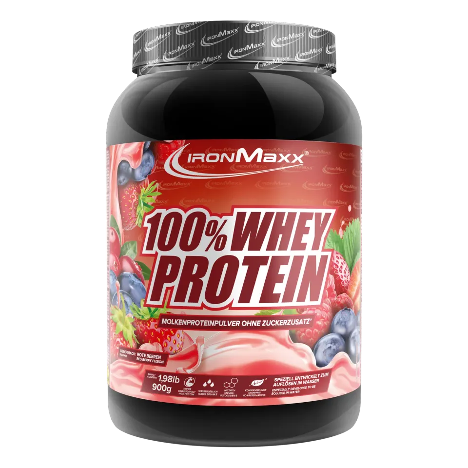 IronMaxx 100% Whey Protein 900g Red Berry Fusion zuckerfrei