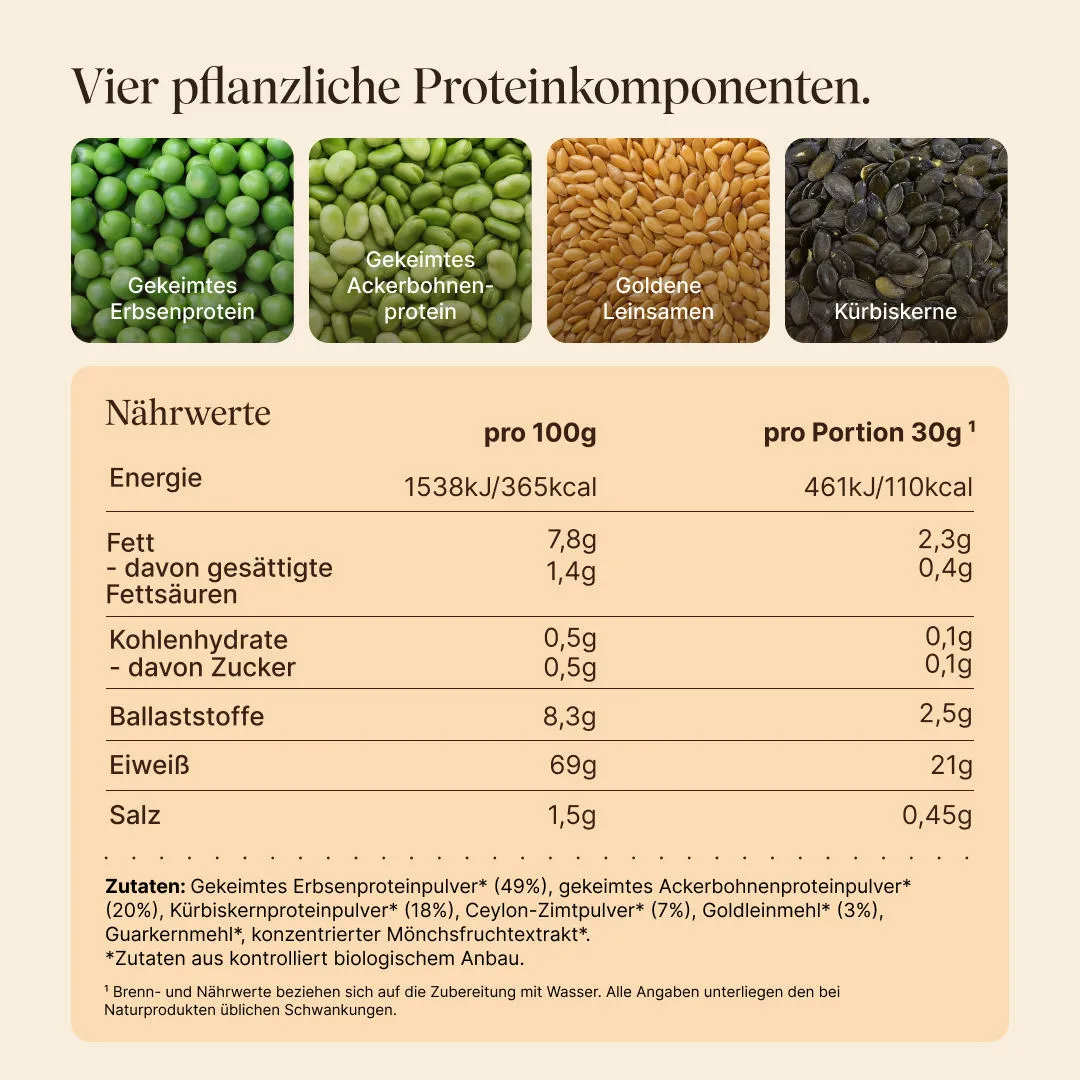 Vetain Vegan Protein Zimt BIO 540g natürlich