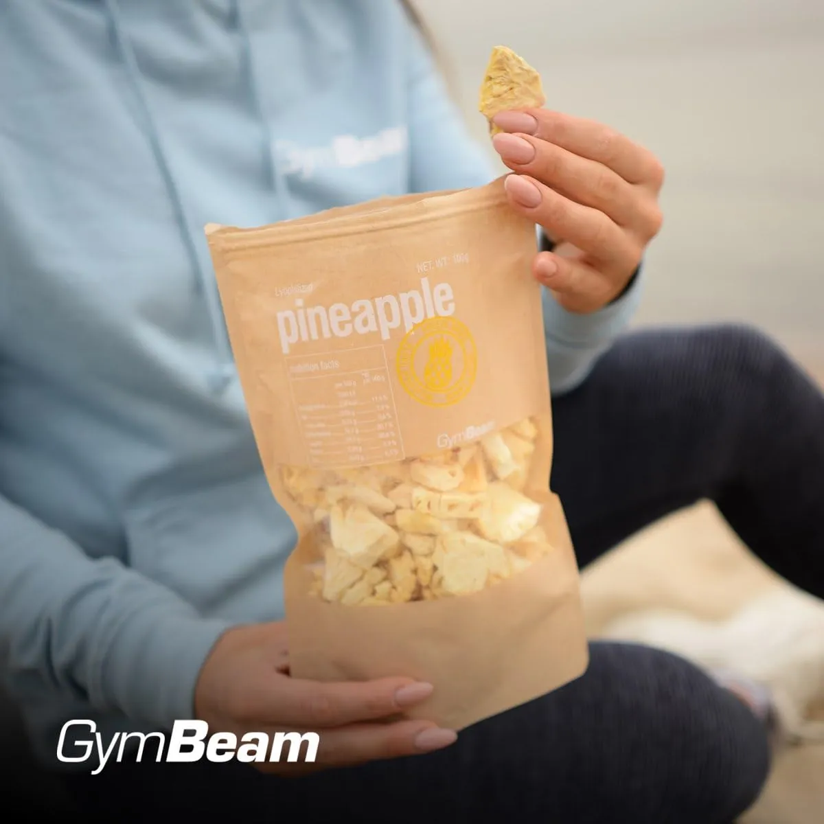 GymBeam gefriergetrocknete Ananas 100g ohne Zucker