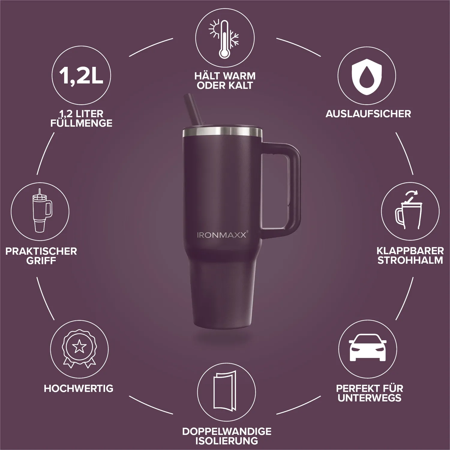 IronMaxx Cup V4.0 Trinkbecher 1200ml Liquid Cherry
