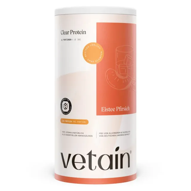 Vetain Vegan Clear Protein Eistee-Pfirsich 480g erfrischend