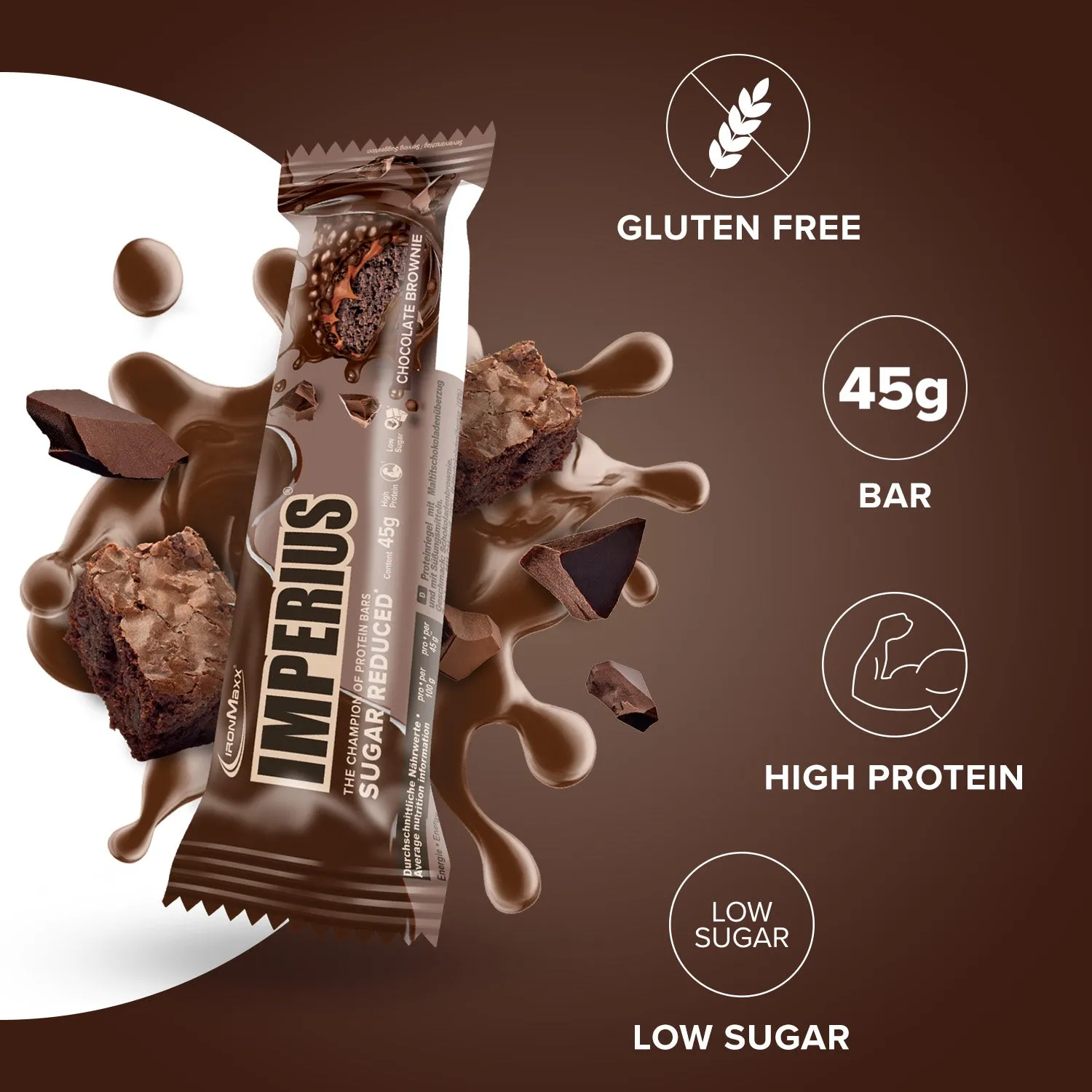 IronMaxx Imperius Proteinriegel 24x45g Chocolate Brownie High Protein