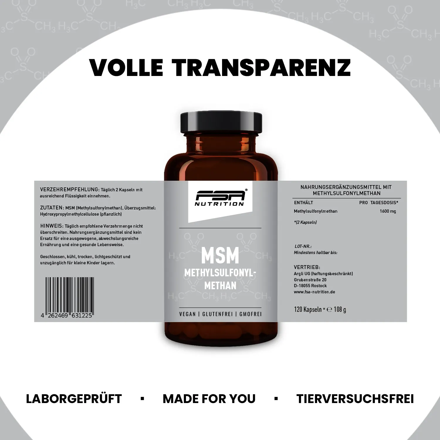 FSA Nutrition MSM Kapseln 1200 mg hochdosiert Schwefel