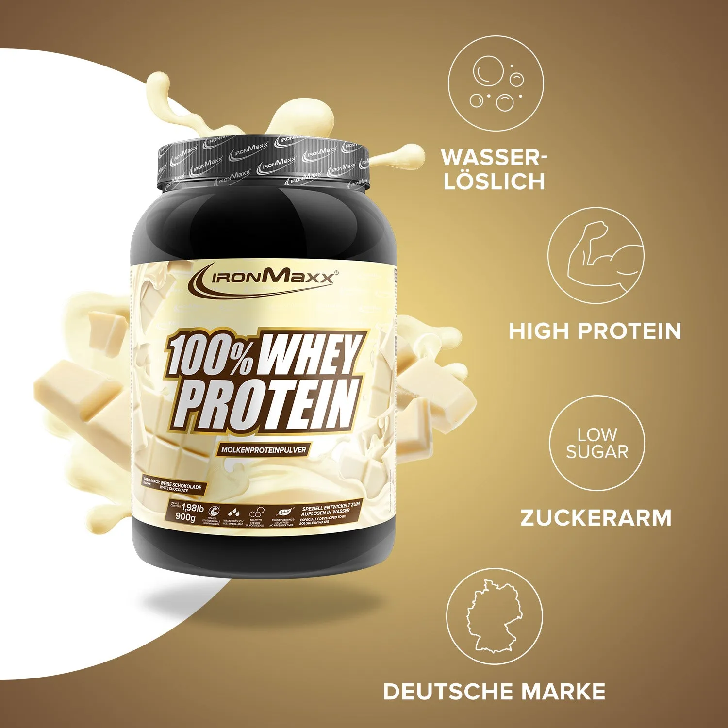 IronMaxx 100% Whey Protein 900g Weiße Schokolade