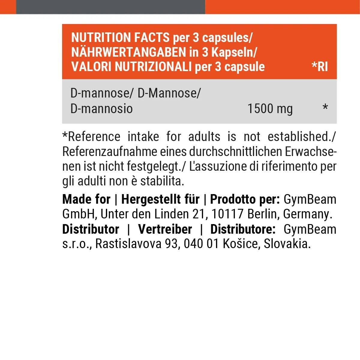 GymBeam D-Mannose Kapseln 1500 mg 90 Stk Harnwege