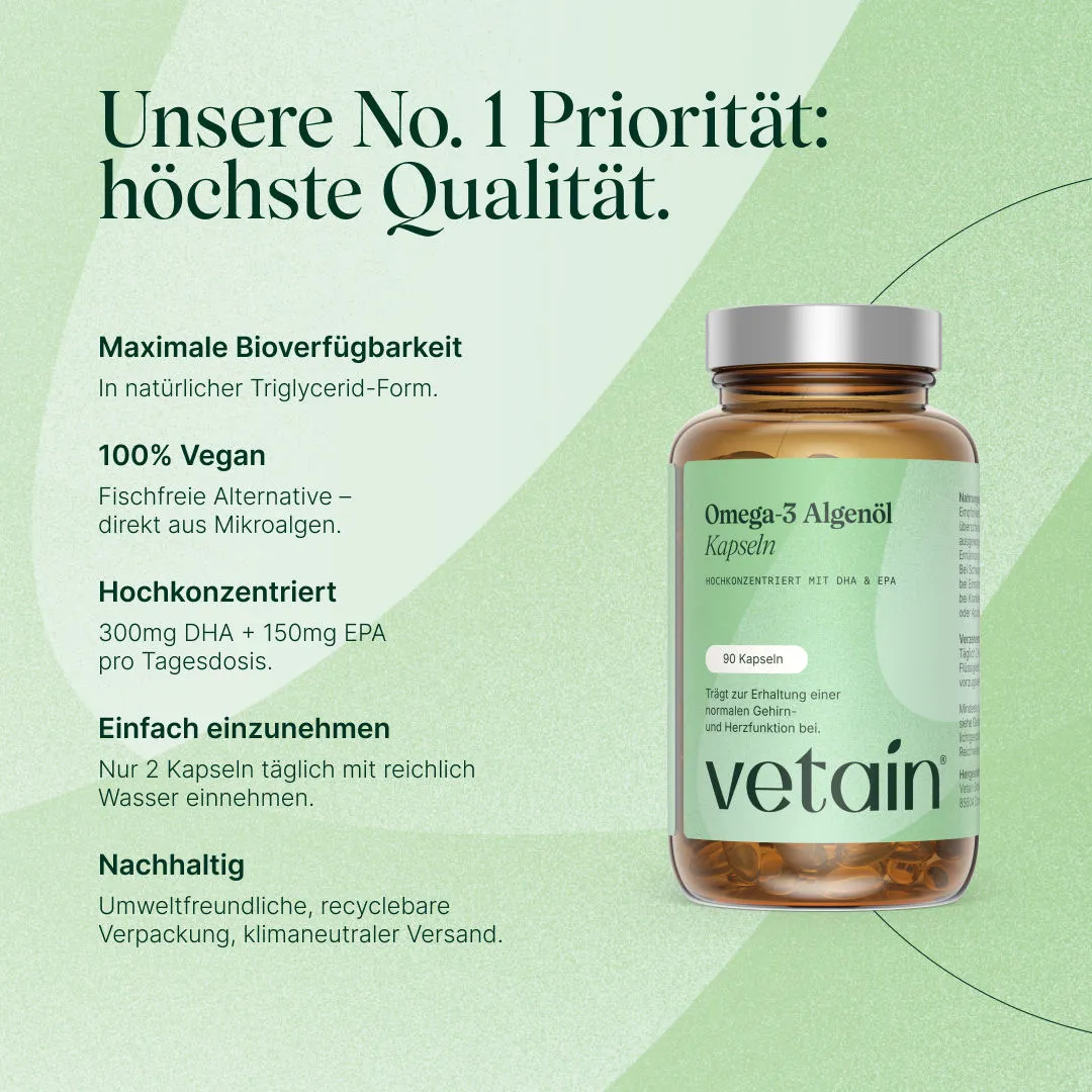 Vetain Omega 3 Algenöl Kapseln 90 Stück vegan