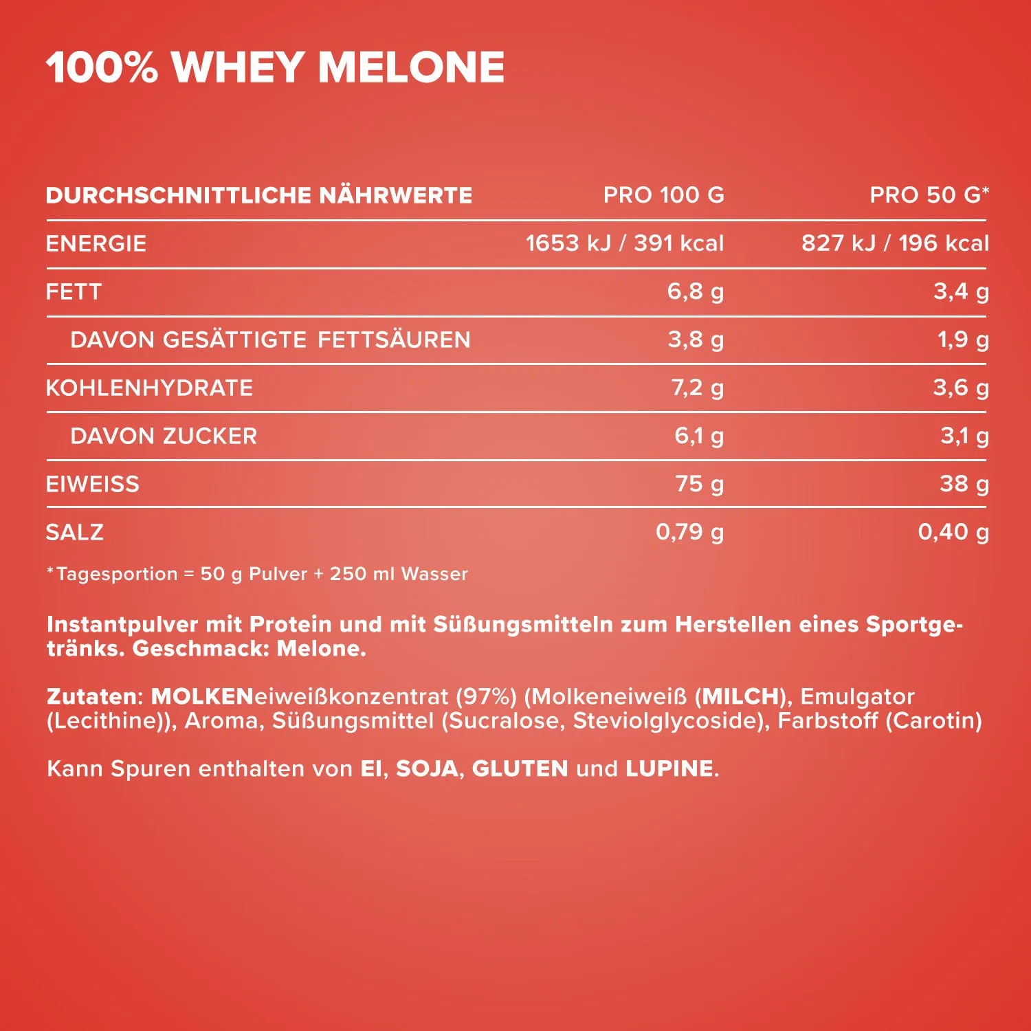IronMaxx 100% Whey Protein Pulver 900g Melone